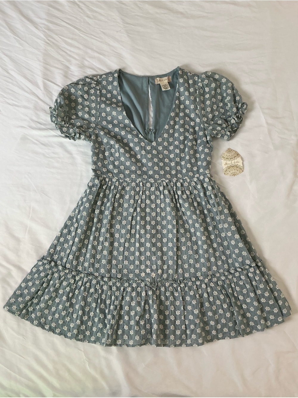 NWT Altar’d State Daisy Embroidered Puff Sleeve Dress